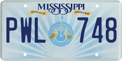 MS license plate PWL748