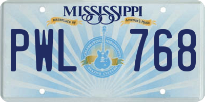 MS license plate PWL768