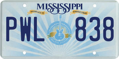 MS license plate PWL838