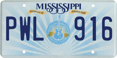 MS license plate PWL916