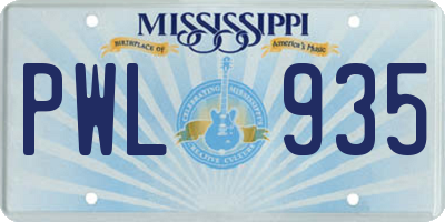 MS license plate PWL935