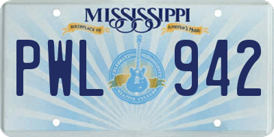 MS license plate PWL942
