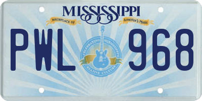 MS license plate PWL968