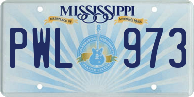 MS license plate PWL973