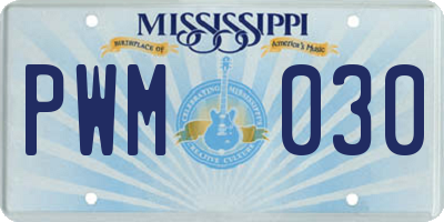 MS license plate PWM030