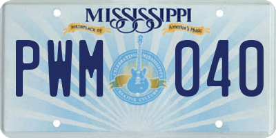 MS license plate PWM040
