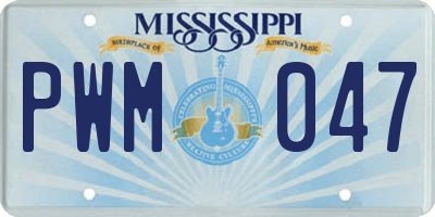 MS license plate PWM047