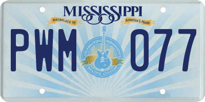 MS license plate PWM077