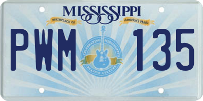 MS license plate PWM135
