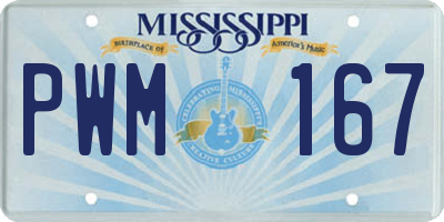 MS license plate PWM167
