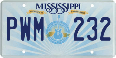 MS license plate PWM232