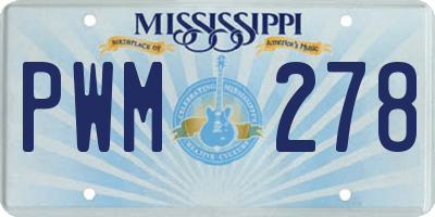 MS license plate PWM278