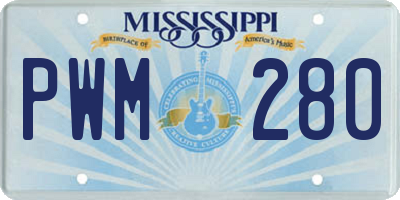 MS license plate PWM280