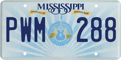 MS license plate PWM288