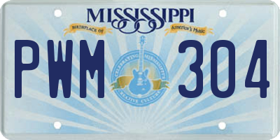 MS license plate PWM304