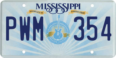 MS license plate PWM354