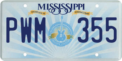 MS license plate PWM355