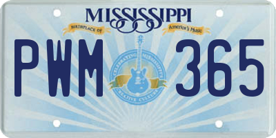 MS license plate PWM365