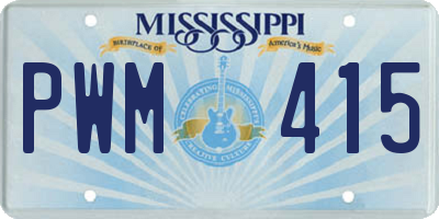 MS license plate PWM415