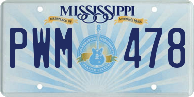MS license plate PWM478