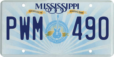 MS license plate PWM490