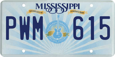 MS license plate PWM615