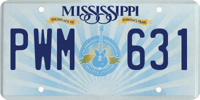 MS license plate PWM631