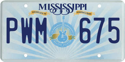 MS license plate PWM675