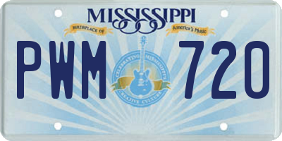 MS license plate PWM720