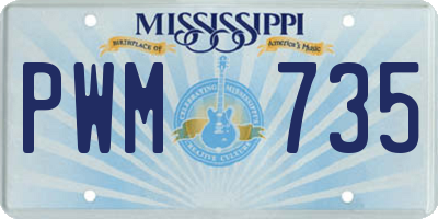 MS license plate PWM735