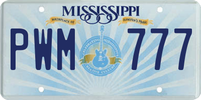 MS license plate PWM777
