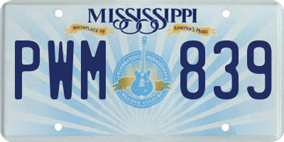 MS license plate PWM839