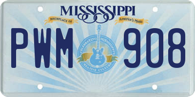 MS license plate PWM908