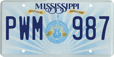 MS license plate PWM987