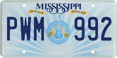 MS license plate PWM992