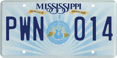 MS license plate PWN014