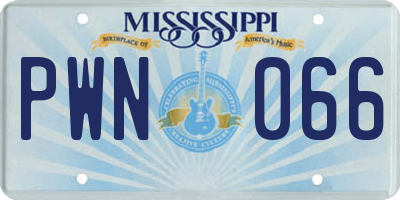 MS license plate PWN066