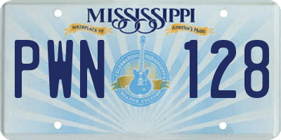 MS license plate PWN128