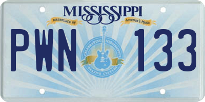 MS license plate PWN133