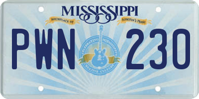 MS license plate PWN230