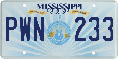 MS license plate PWN233