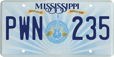 MS license plate PWN235