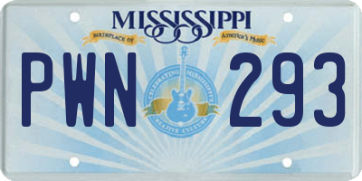 MS license plate PWN293