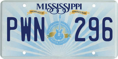 MS license plate PWN296