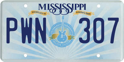 MS license plate PWN307