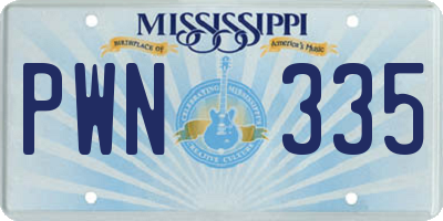MS license plate PWN335