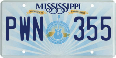 MS license plate PWN355