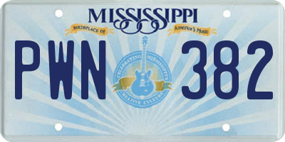 MS license plate PWN382