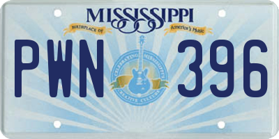 MS license plate PWN396