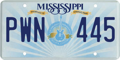 MS license plate PWN445